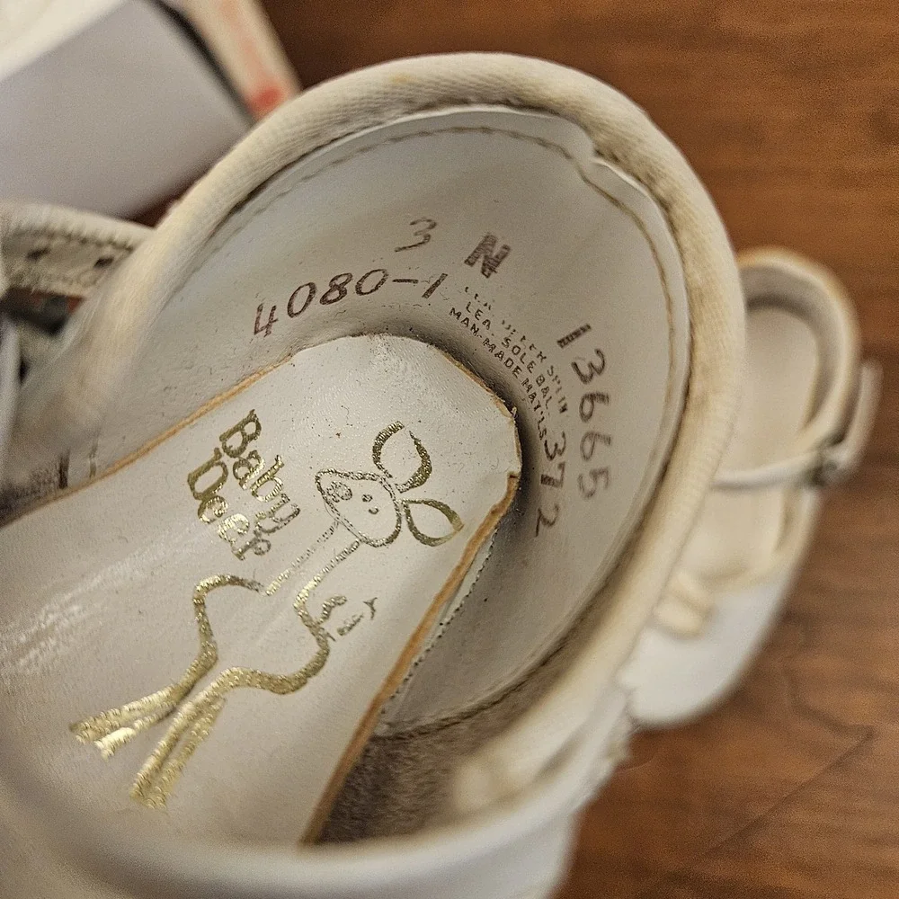 Vintage Baby Deer Soft Soles 3N Baby Shoes Original Box Infant‎ White READ